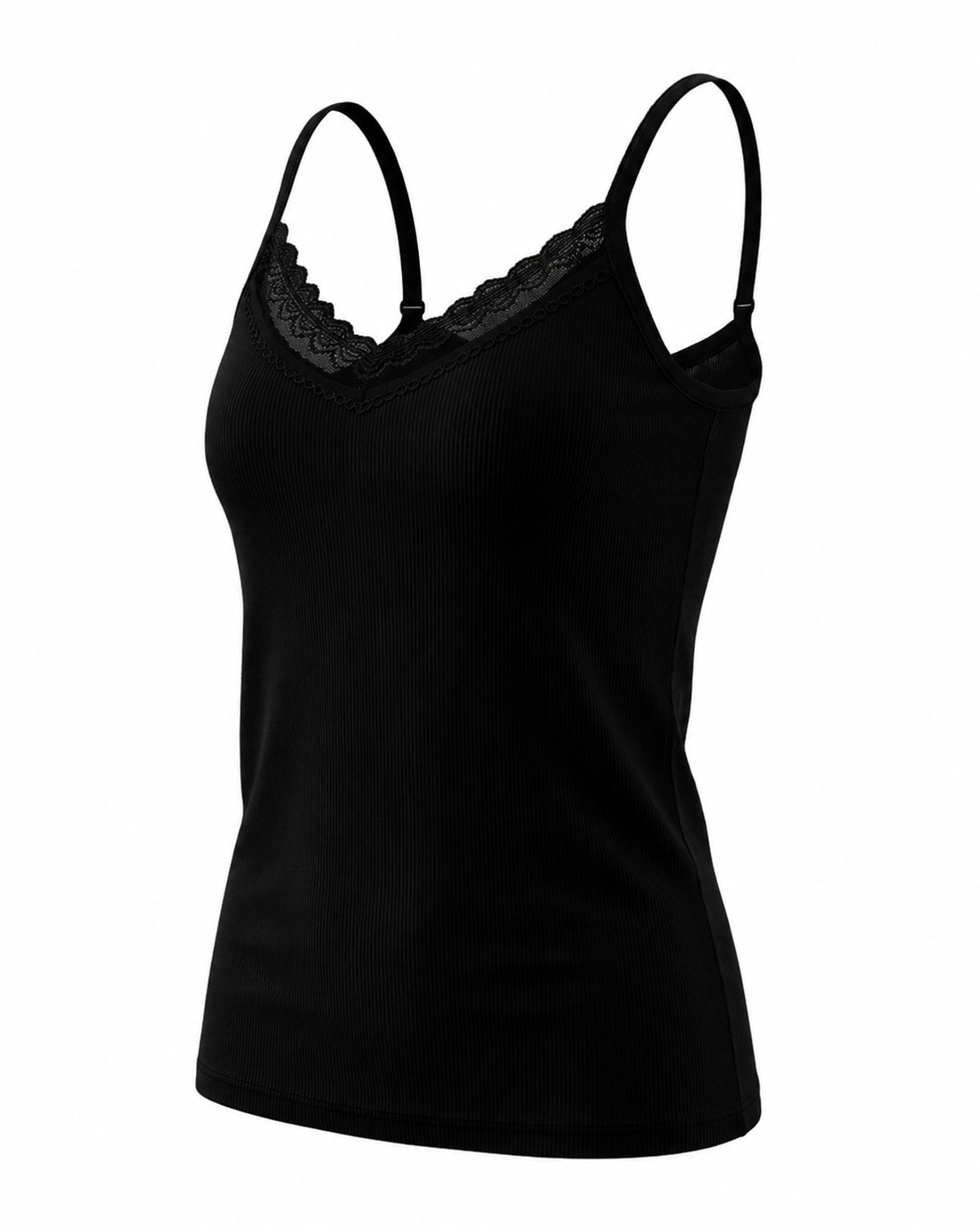 Vellira – Lace V-Neck Ribbed Cotton Camisole