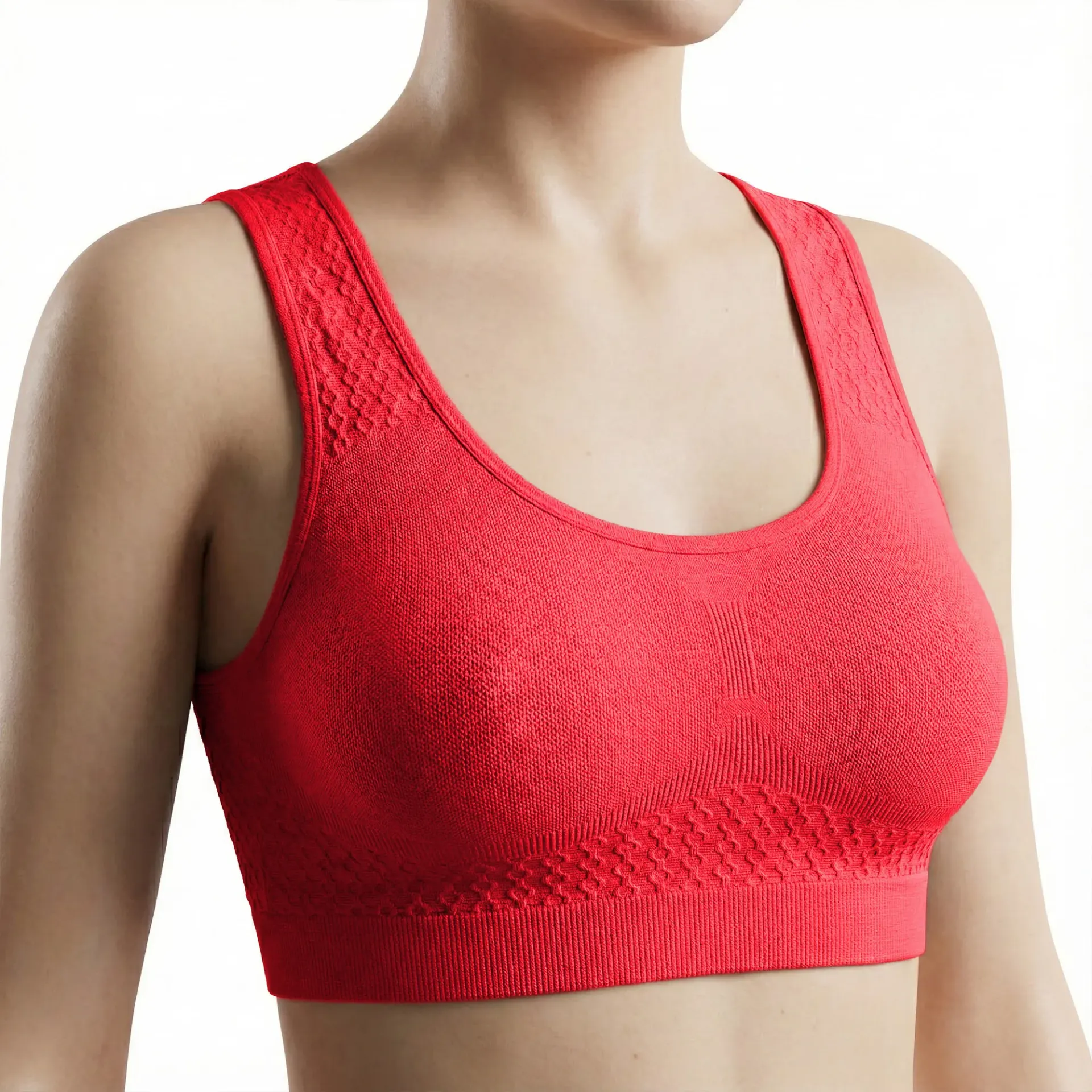 Formva – Super Soft Seamless Sports Bra (Medium Impact) (L, True Red)