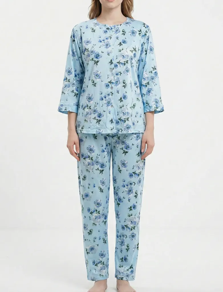 Aeralis - Printed Super Soft Lounge Set (M, Light Blue)