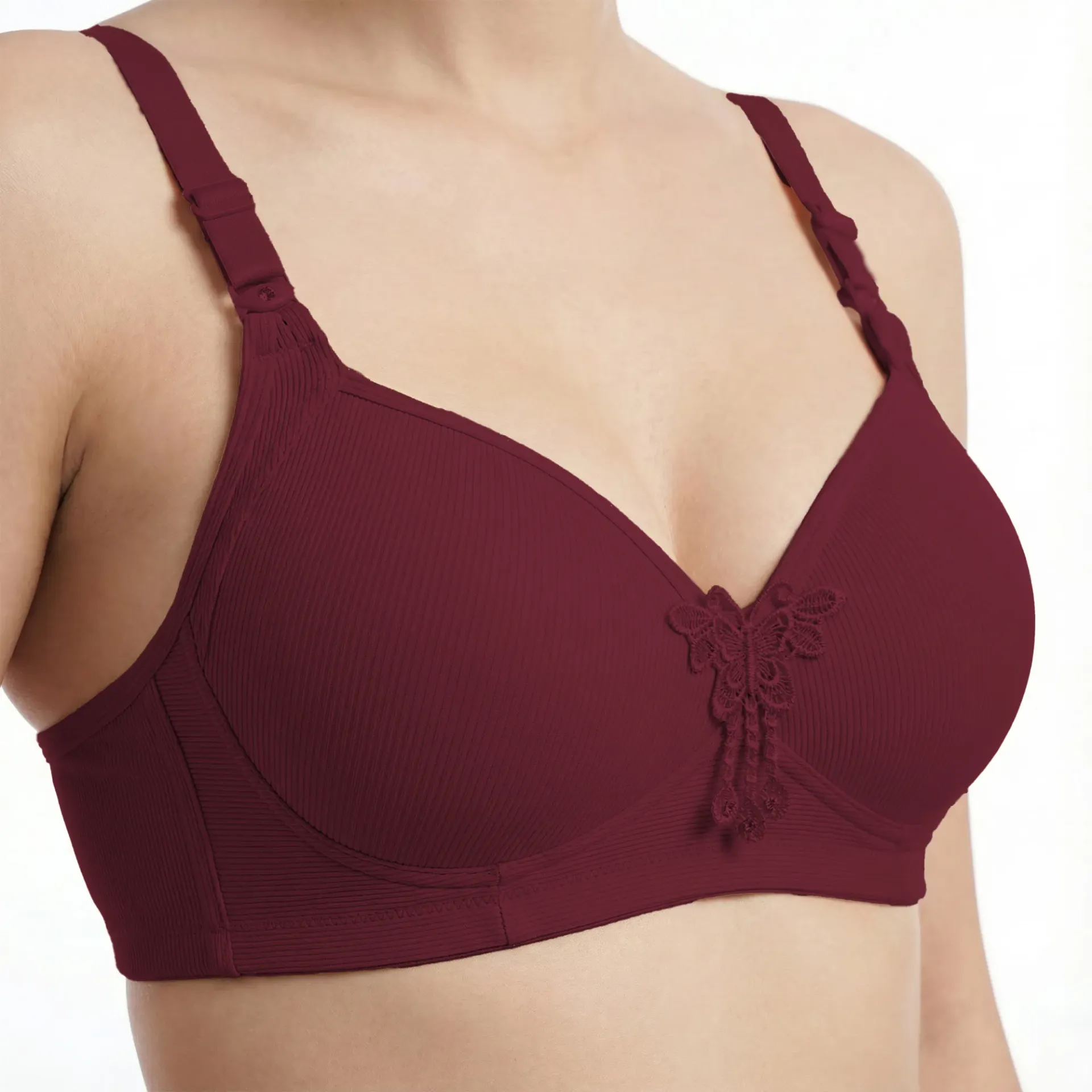 Aerielle – Everyday Comfort Stretch Bra (32A, Ruby Red)